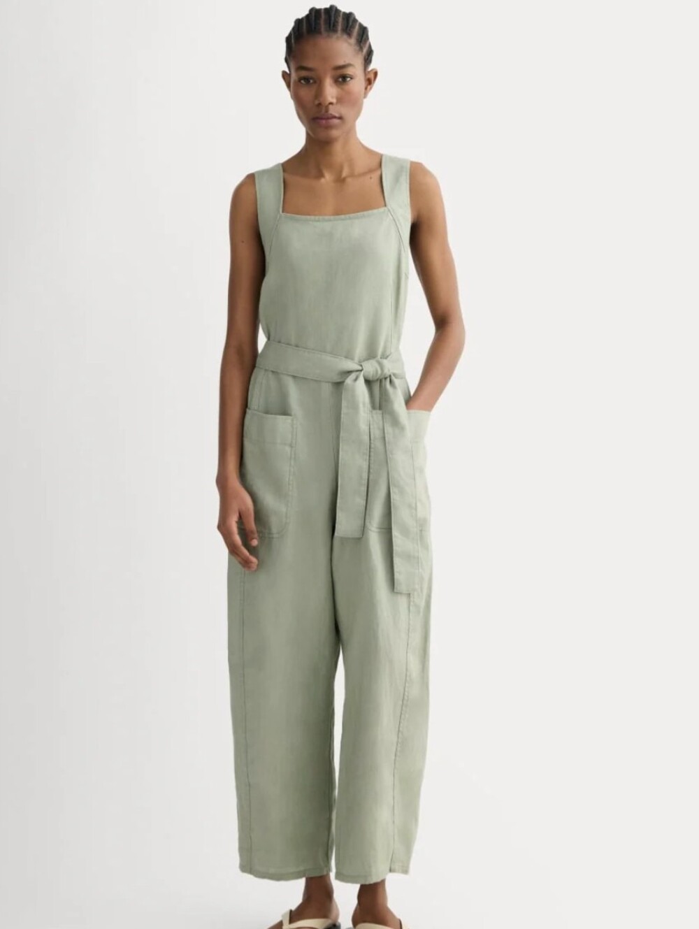 Everlane Utility Coverall In Linen - Seagrass